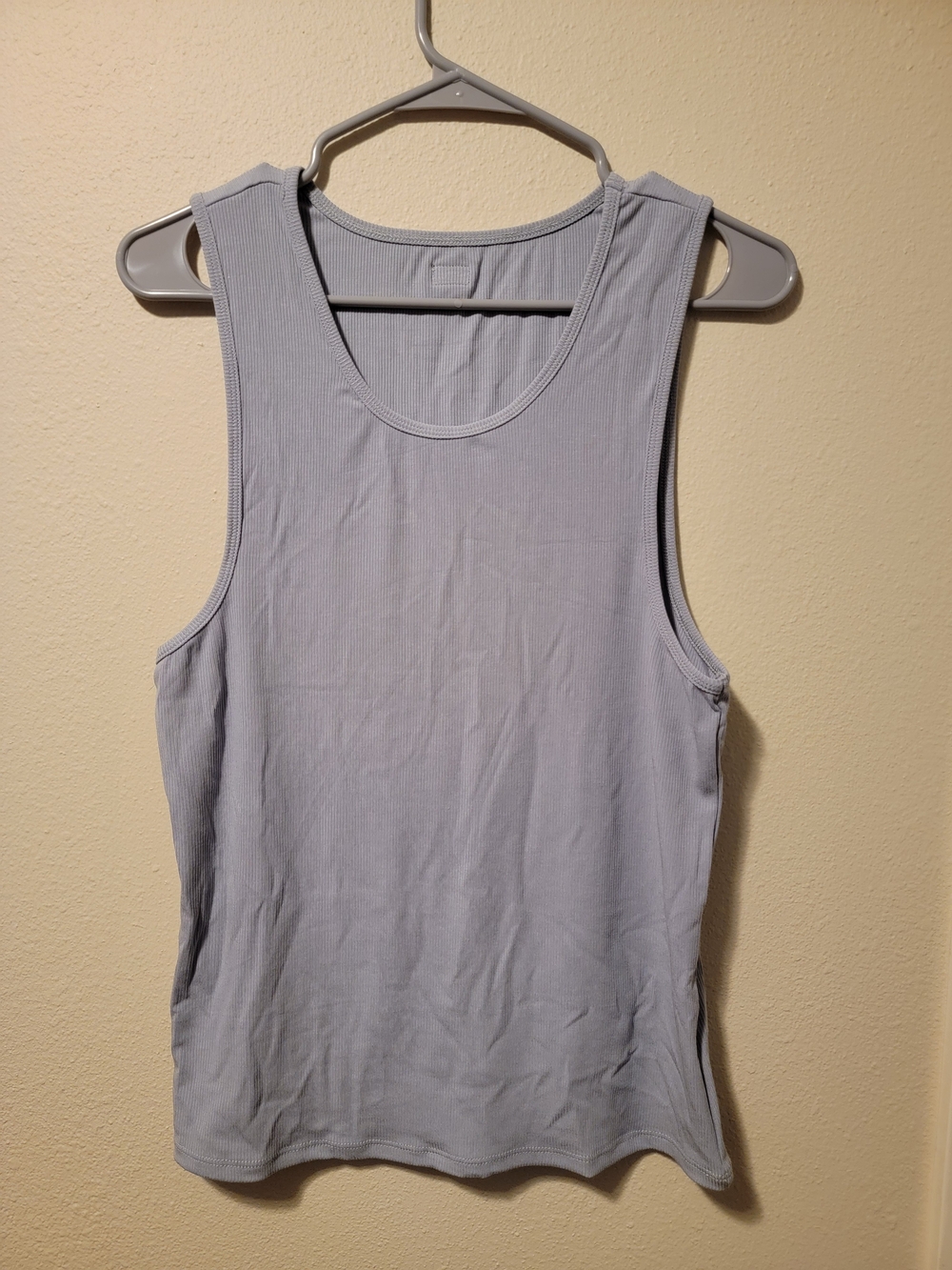 Women's Ribbed Scoop Tank Top - Light Blue